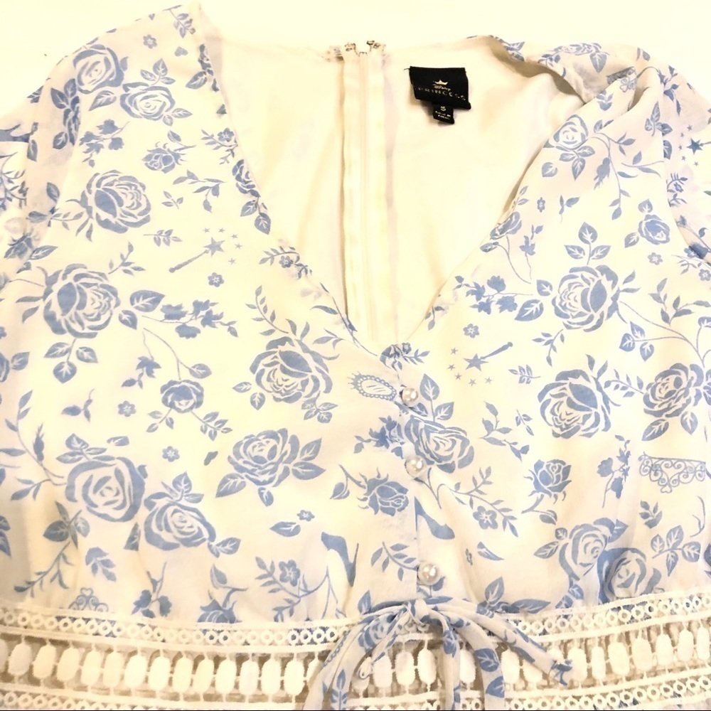 DISNEY Princess Blue Floral Ruffle Romper - Picture 3 of 7